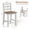 Set of 2 Counter Bar Stool with Inclined Backrest and Footrest-Grey